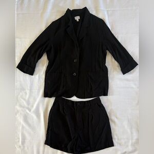 Black Blazer and Shorts Set linen size M